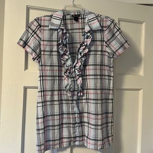 NWOT Ella Moss cap sleeve plaid top size M